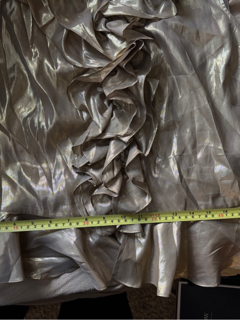 Ralph Lauren Metallic Gold Ruffle Sleeveless Blouse Silk Blend 16P NWT - Picture 3 of 9